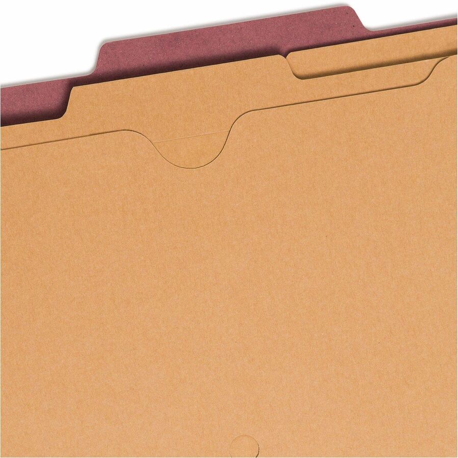 6-Section Pressboard Top Tab Pocket Classification Folders, 6 SafeSHIELD Fasteners, 2 Dividers, Legal Size, Red, 10/Box