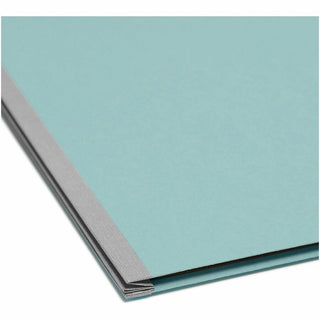 6-Section Pressboard Top Tab Pocket Classification Folders, 6 SafeSHIELD Fasteners, 2 Dividers, Legal Size, Blue, 10/Box