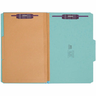 6-Section Pressboard Top Tab Pocket Classification Folders, 6 SafeSHIELD Fasteners, 2 Dividers, Legal Size, Blue, 10/Box