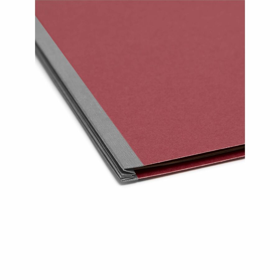 6-Section Pressboard Top Tab Pocket Classification Folders, 6 SafeSHIELD Fasteners, 2 Dividers, Legal Size, Bright Red, 10/BX