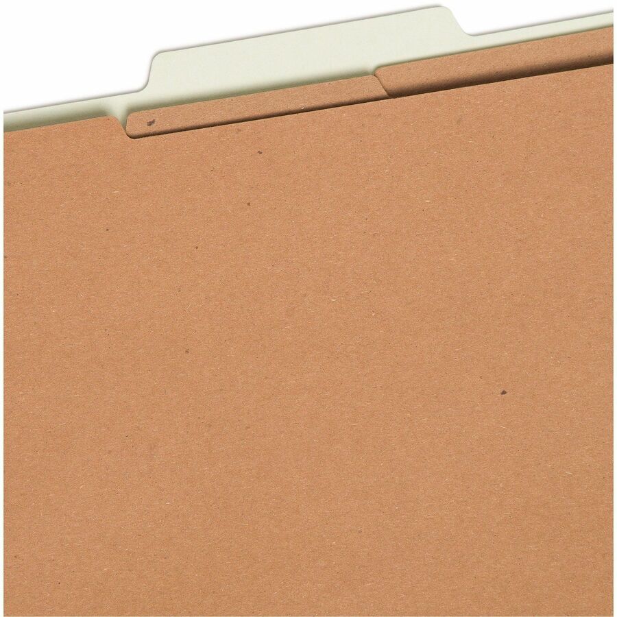 Pressboard Classification Folders, Eight SafeSHIELD Fasteners, 2/5-Cut Tabs, 3 Dividers, Legal Size, Gray-Green, 10/Box