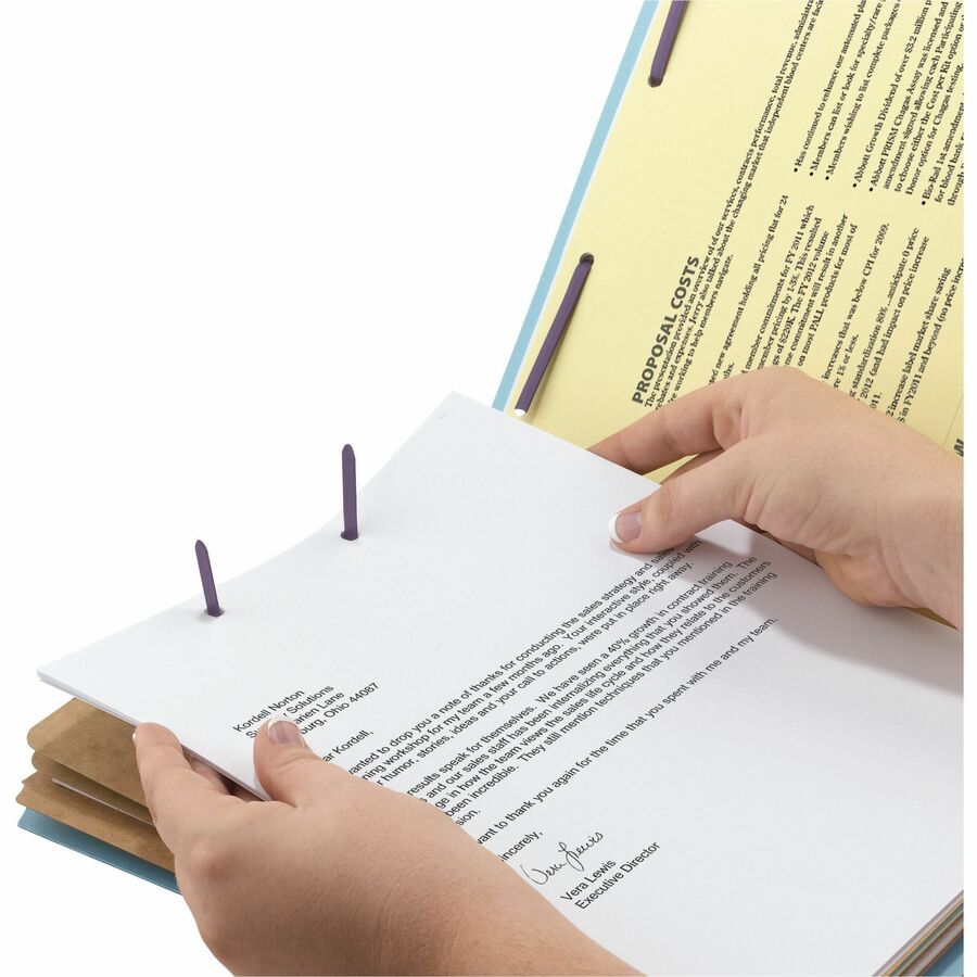 Eight-Section Pressboard Top Tab Classification Folders, Eight SafeSHIELD Fasteners, 3 Dividers, Legal Size, Blue, 10/Box