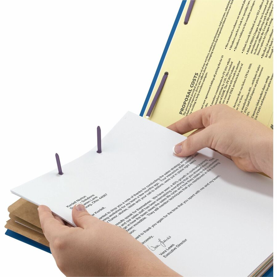 Eight-Section Pressboard Top Tab Classification Folders, 8 SafeSHIELD Fasteners, 3 Dividers, Legal Size, Dark Blue, 10/Box