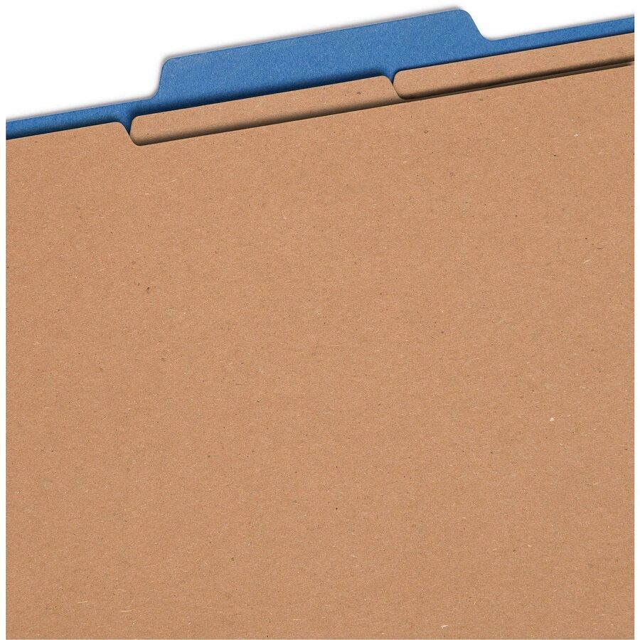 Eight-Section Pressboard Top Tab Classification Folders, 8 SafeSHIELD Fasteners, 3 Dividers, Legal Size, Dark Blue, 10/Box