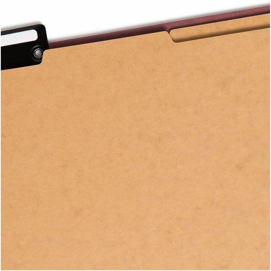 Pressboard Classification Folders, Six SafeSHIELD Fasteners, 1/3-Cut Tabs, 2 Dividers, Legal Size, Red, 10/Box