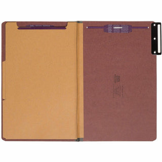 Pressboard Classification Folders, Six SafeSHIELD Fasteners, 1/3-Cut Tabs, 2 Dividers, Legal Size, Red, 10/Box