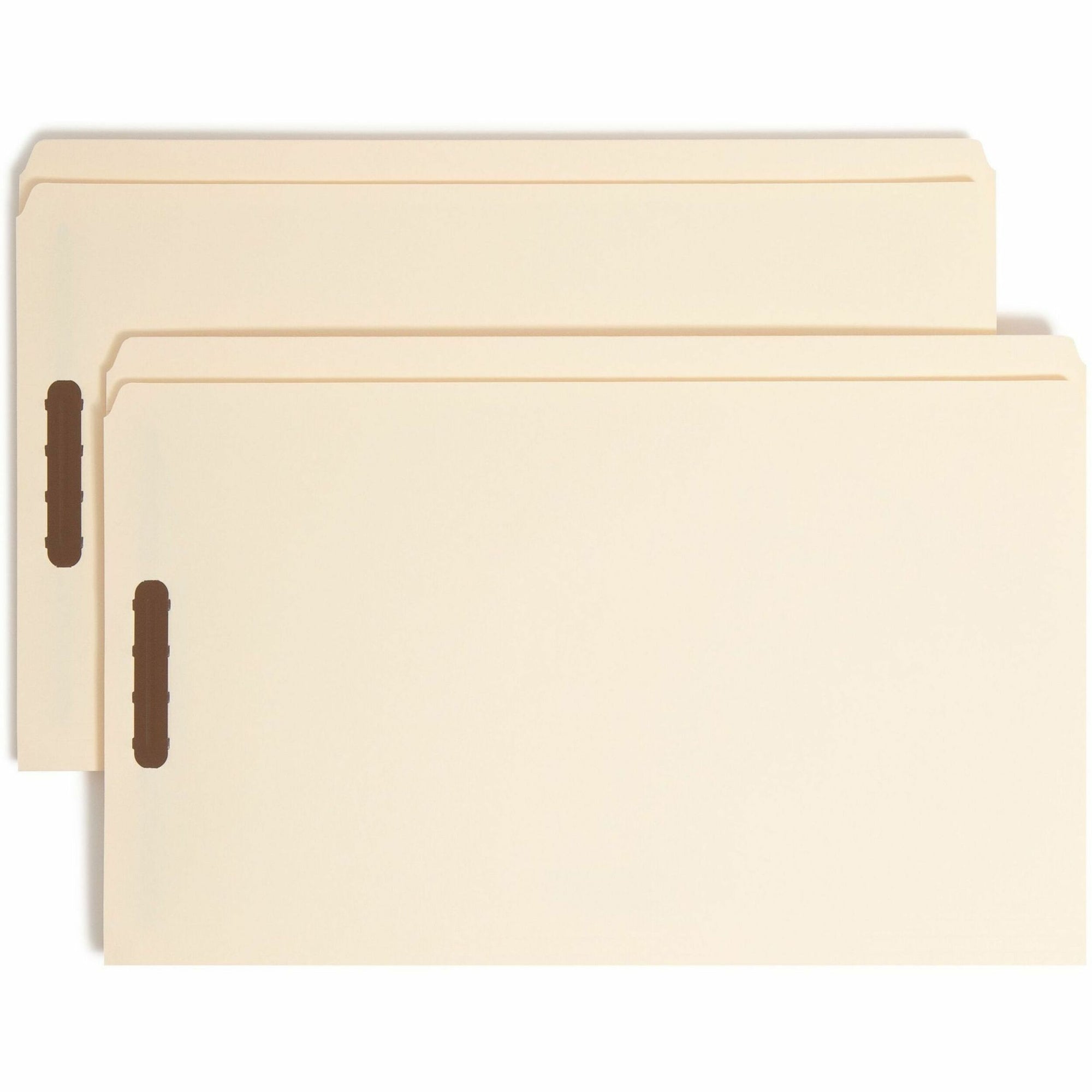 Top Tab Fastener Folders, Straight Tabs, 0.75" Expansion, 2 Fasteners, Legal Size, Manila Exterior, 50/Box