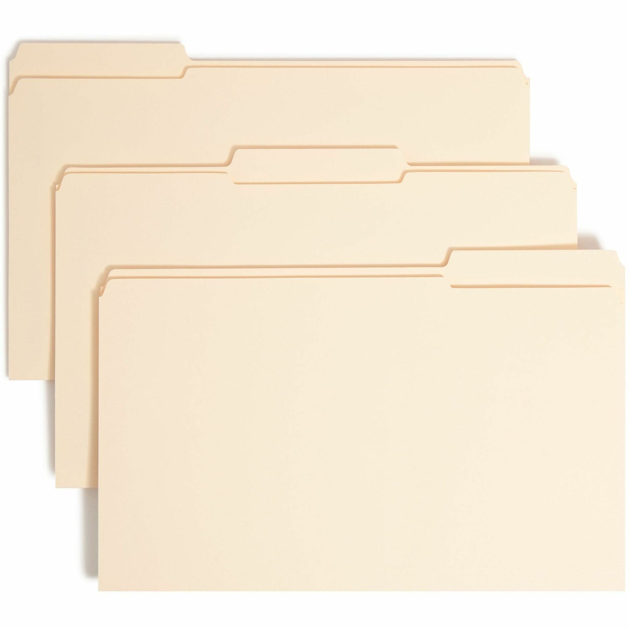 Top Tab Fastener Folders, 1/3-Cut Tabs: Assorted, 0.75" Expansion, 1 Fastener, Legal Size, Manila Exterior, 50/Box