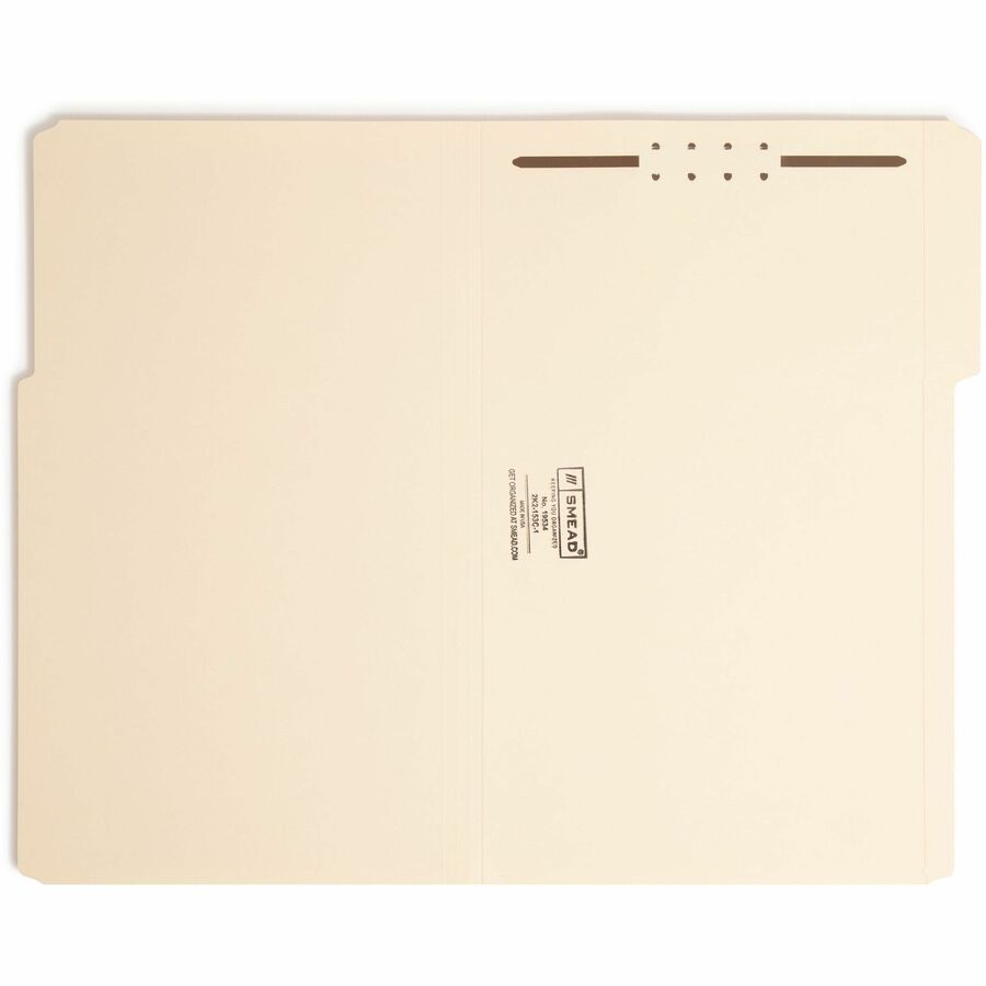 Top Tab Fastener Folders, 1/3-Cut Tabs: Assorted, 0.75" Expansion, 1 Fastener, Legal Size, Manila Exterior, 50/Box