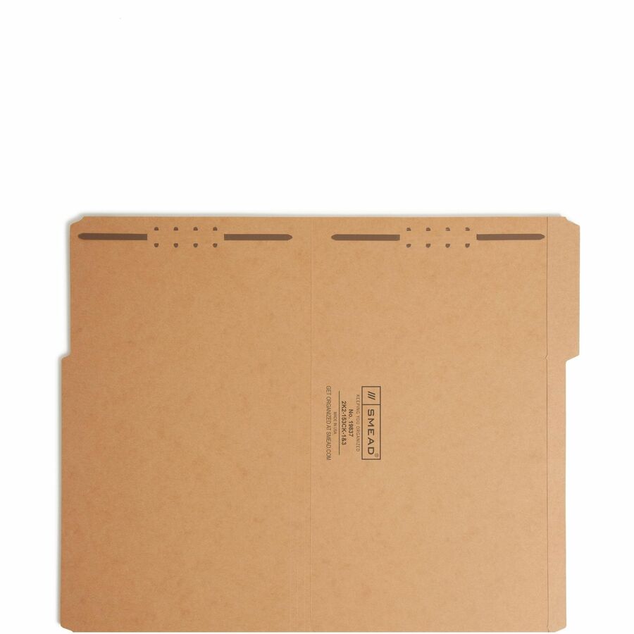 Top Tab Fastener Folders, 1/3-Cut Tabs: Assorted, 0.75" Expansion, 2 Fasteners, Legal Size, Kraft Exterior, 50/Box