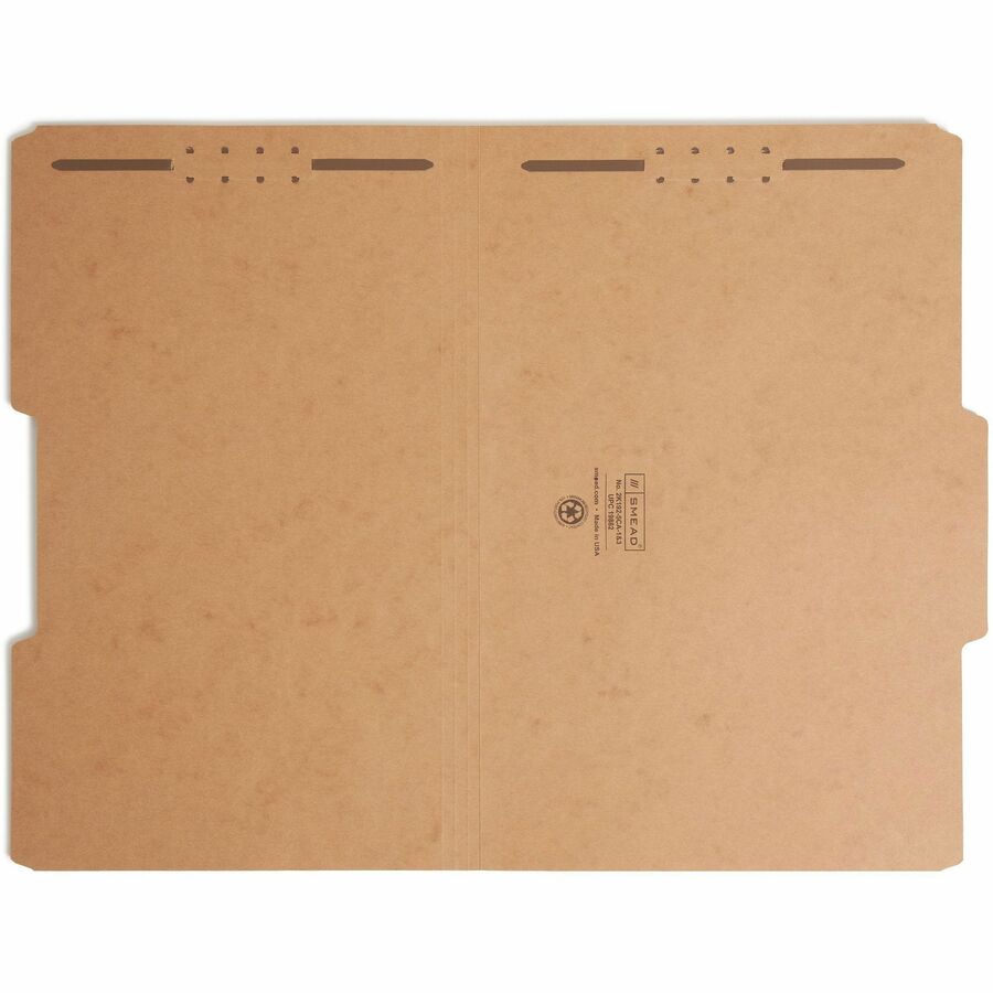 Top Tab Fastener Folders, Guide-Height 2/5-Cut Tabs, 0.75" Expansion, 2 Fasteners, Legal Size, 17-pt Kraft, 50/Box