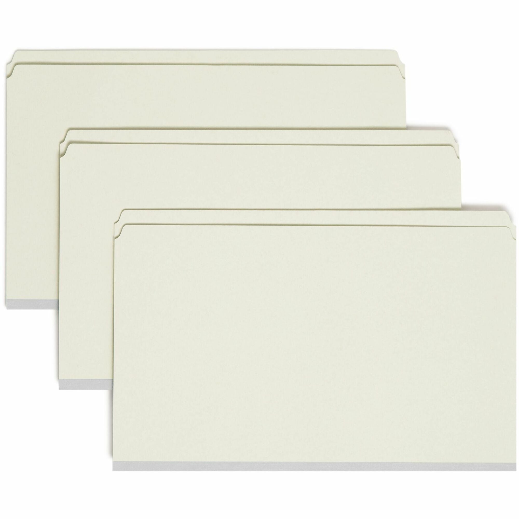 Recycled Pressboard Fastener Folders, Straight Tabs, Two SafeSHIELD Fasteners, 2" Expansion, Legal Size, Gray-Green, 25/Box
