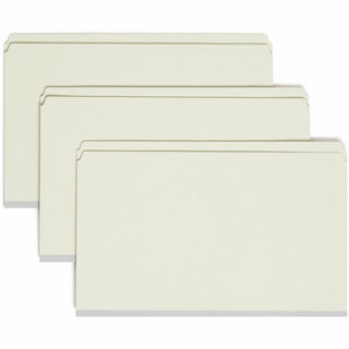 Recycled Pressboard Fastener Folders, Straight Tabs, Two SafeSHIELD Fasteners, 2" Expansion, Legal Size, Gray-Green, 25/Box