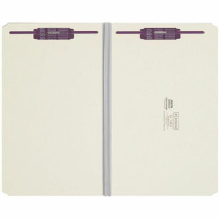 Recycled Pressboard Fastener Folders, Straight Tabs, Two SafeSHIELD Fasteners, 2" Expansion, Legal Size, Gray-Green, 25/Box