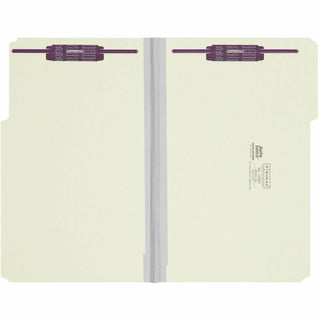 Recycled Pressboard Fastener Folders, 1/3-Cut Tabs, Two SafeSHIELD Fasteners, 1" Expansion, Legal Size, Gray-Green, 25/Box
