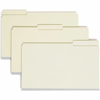 Recycled Pressboard Fastener Folders, 1/3-Cut Tabs, Two SafeSHIELD Fasteners, 3" Expansion, Legal Size, Gray-Green, 25/Box
