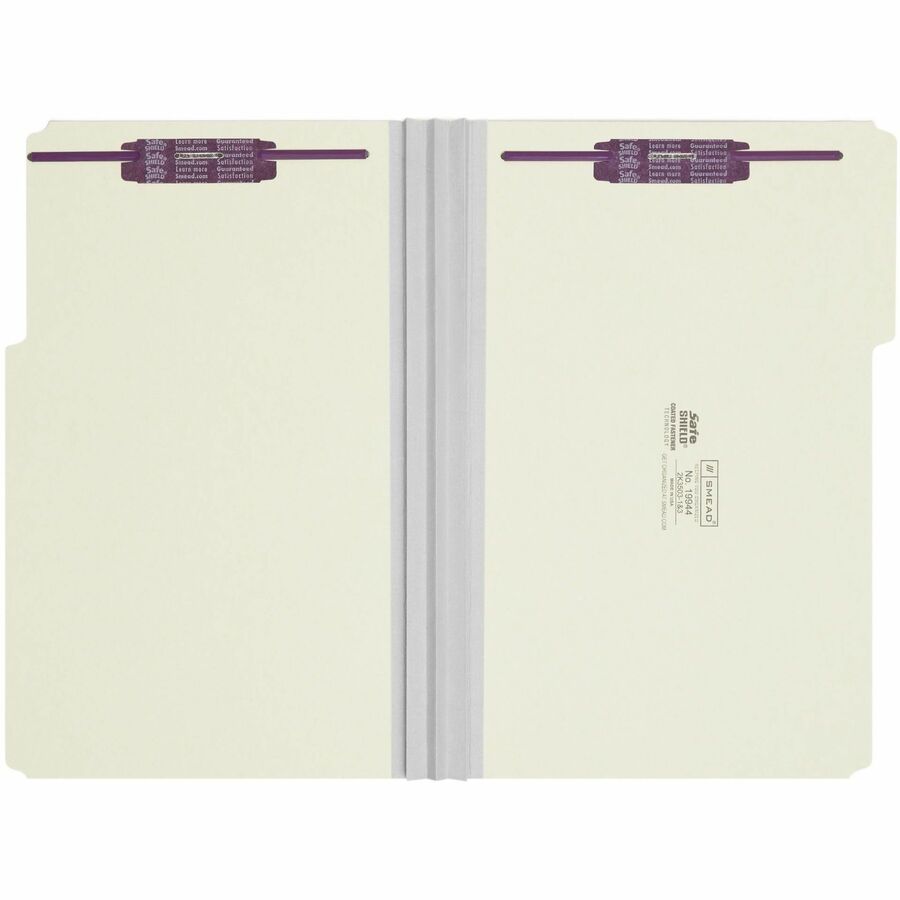 Recycled Pressboard Fastener Folders, 1/3-Cut Tabs, Two SafeSHIELD Fasteners, 3" Expansion, Legal Size, Gray-Green, 25/Box