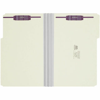 Recycled Pressboard Fastener Folders, 1/3-Cut Tabs, Two SafeSHIELD Fasteners, 3" Expansion, Legal Size, Gray-Green, 25/Box