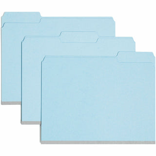 Expanding Recycled Heavy Pressboard Folders, 1/3-Cut Tabs: Assorted, Letter Size, 1" Expansion, Blue, 25/Box