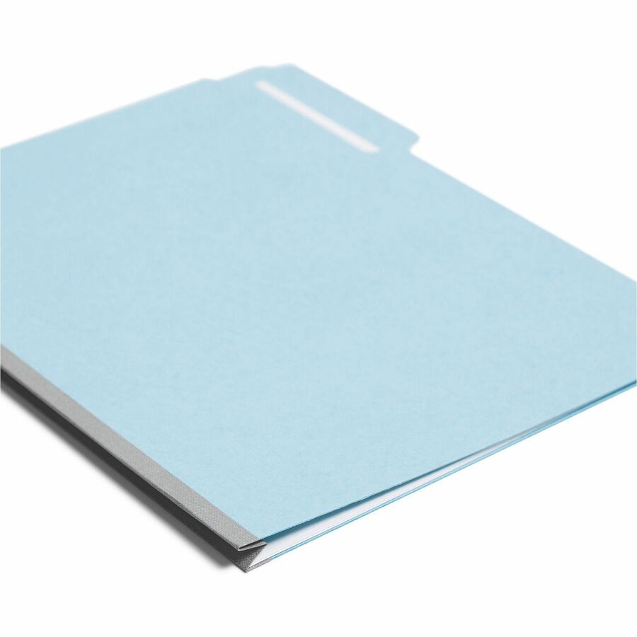 Expanding Recycled Heavy Pressboard Folders, 1/3-Cut Tabs: Assorted, Letter Size, 1" Expansion, Blue, 25/Box