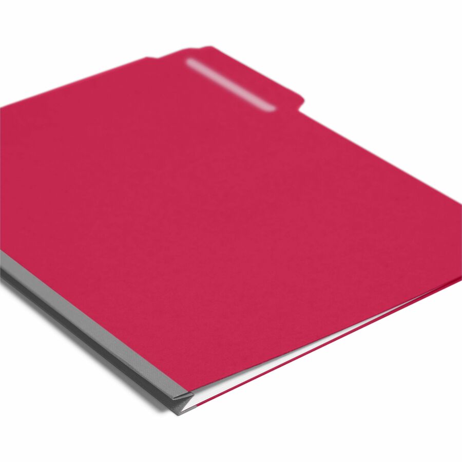 Expanding Recycled Heavy Pressboard Folders, 1/3-Cut Tabs: Assorted, Letter Size, 1" Expansion, Bright Red, 25/Box