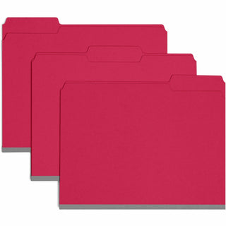Expanding Recycled Heavy Pressboard Folders, 1/3-Cut Tabs: Assorted, Letter Size, 1" Expansion, Bright Red, 25/Box