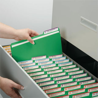 Expanding Recycled Heavy Pressboard Folders, 1/3-Cut Tabs: Assorted, Letter Size, 1" Expansion, Green, 25/Box