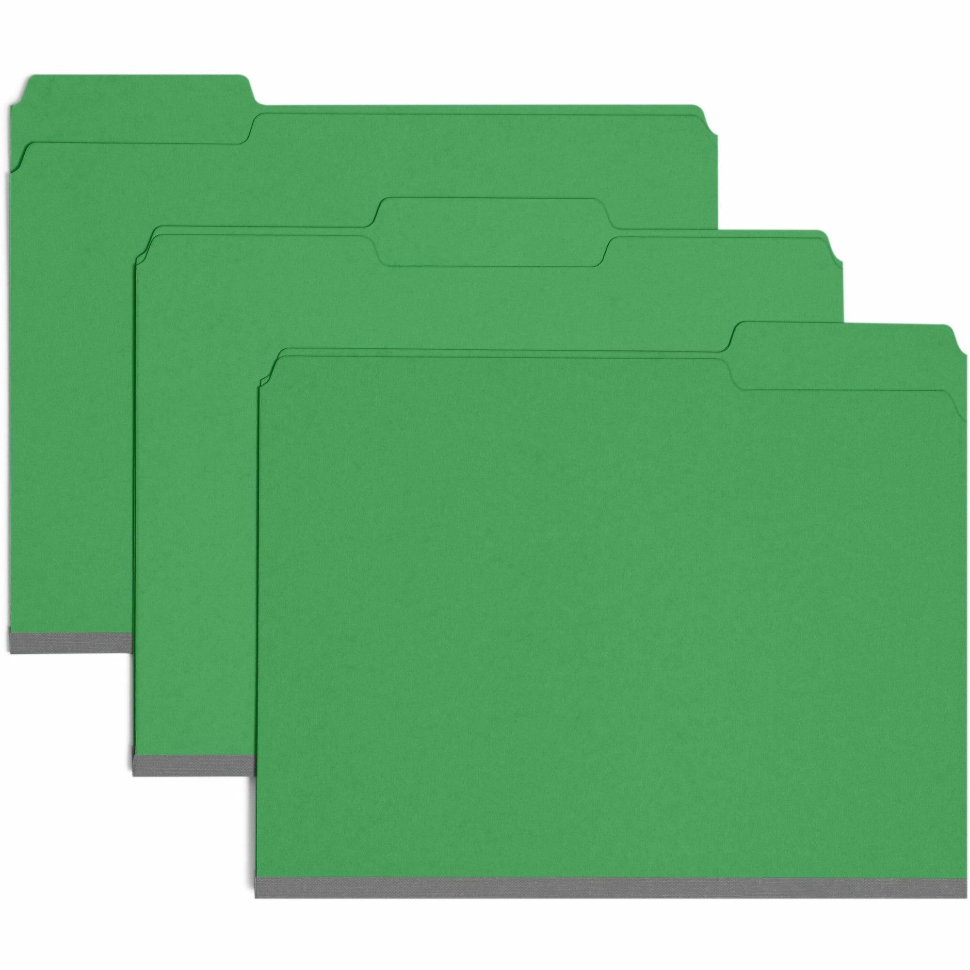 Expanding Recycled Heavy Pressboard Folders, 1/3-Cut Tabs: Assorted, Letter Size, 1" Expansion, Green, 25/Box