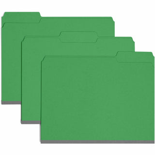 Expanding Recycled Heavy Pressboard Folders, 1/3-Cut Tabs: Assorted, Letter Size, 1" Expansion, Green, 25/Box