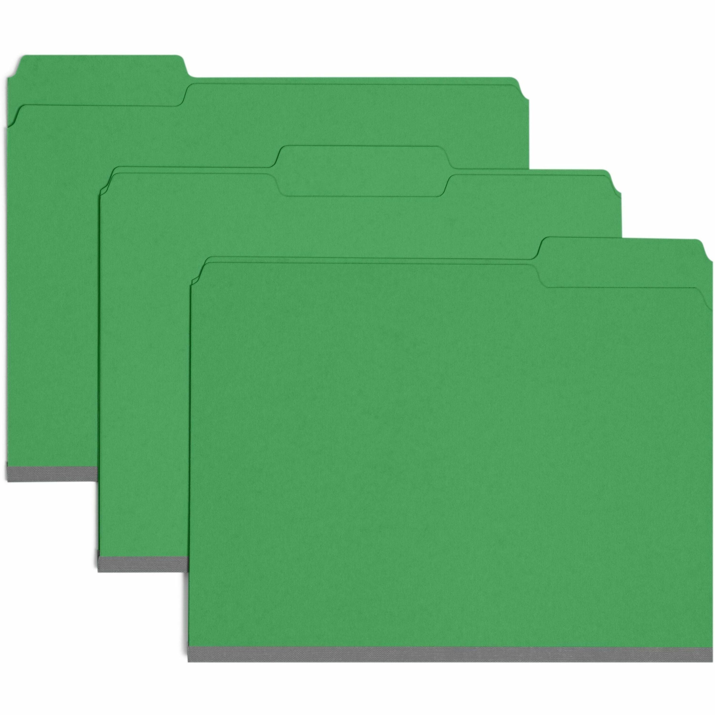 Expanding Recycled Heavy Pressboard Folders, 1/3-Cut Tabs: Assorted, Letter Size, 1" Expansion, Green, 25/Box