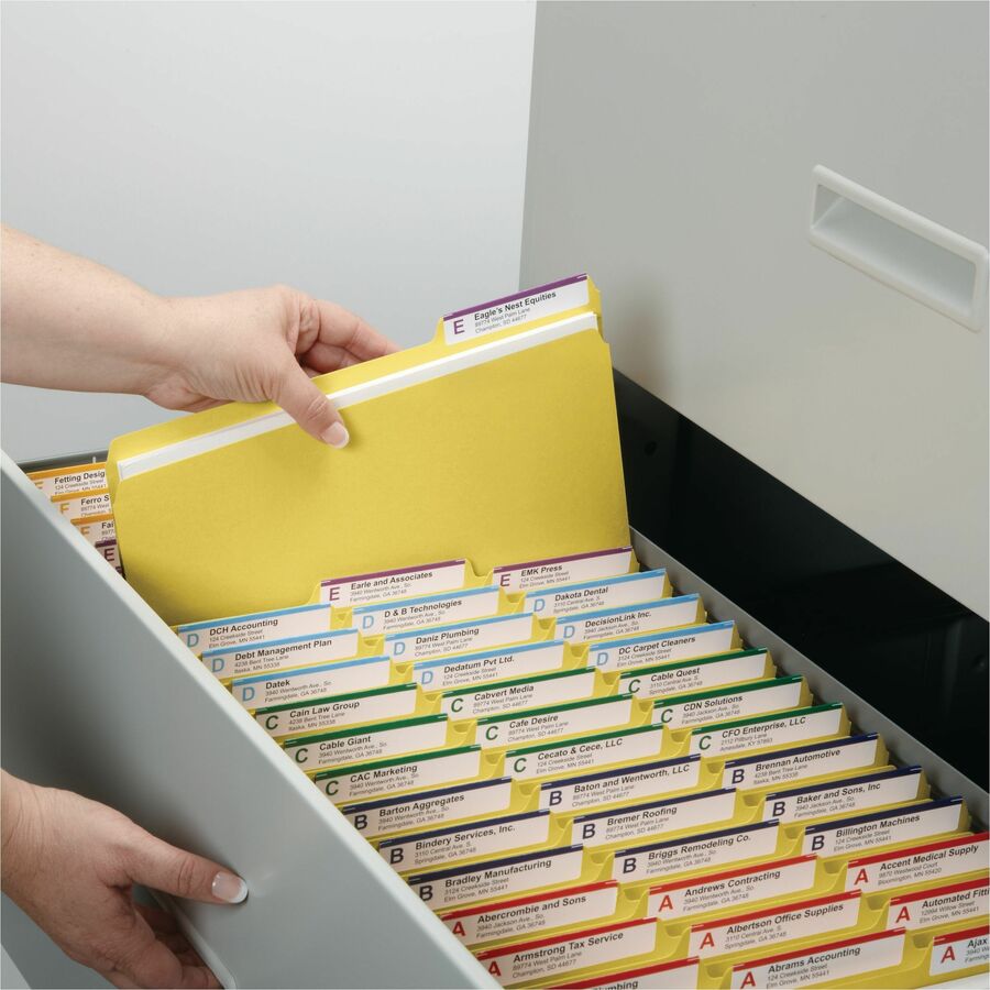 Expanding Recycled Heavy Pressboard Folders, 1/3-Cut Tabs: Assorted, Letter Size, 1" Expansion, Yellow, 25/Box