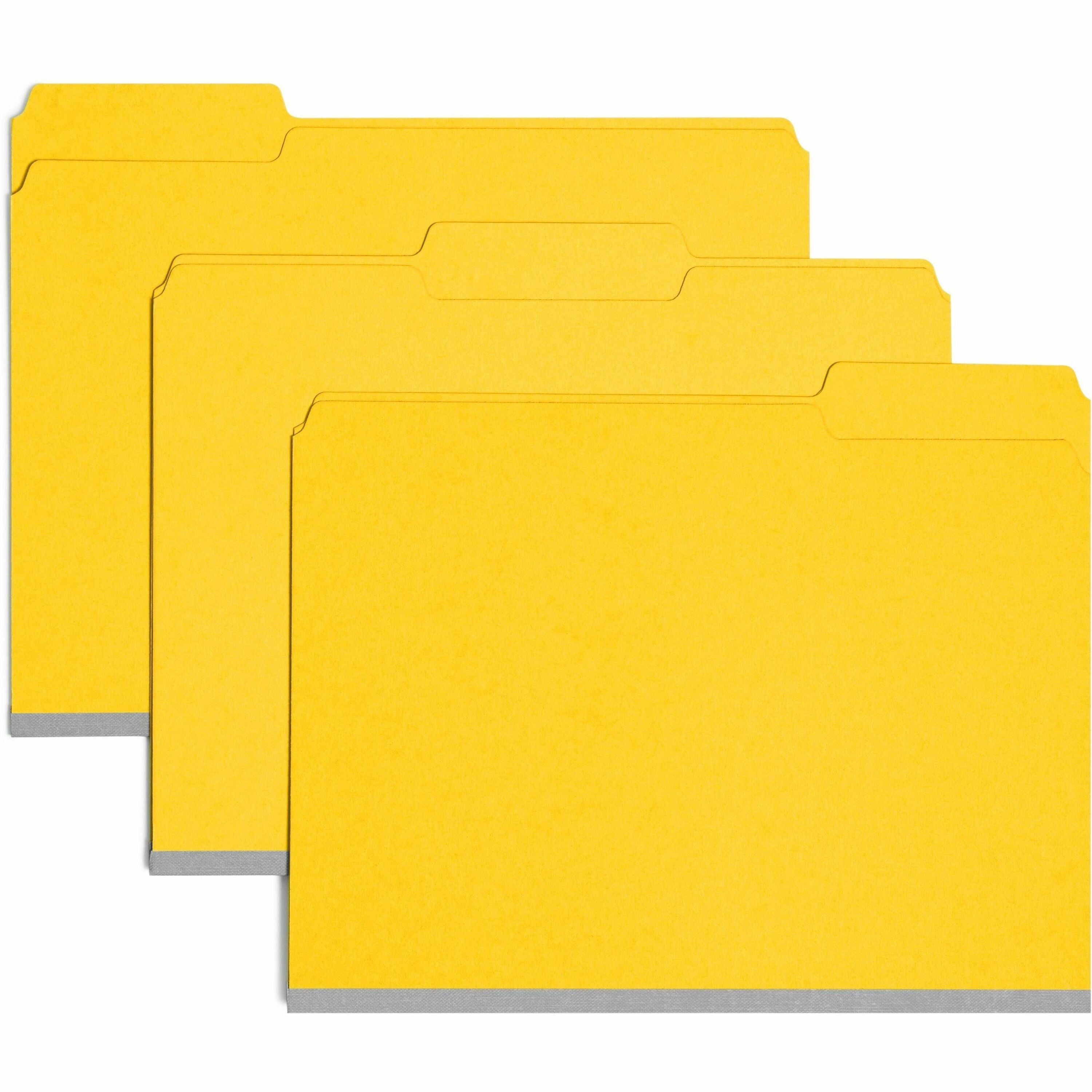 Expanding Recycled Heavy Pressboard Folders, 1/3-Cut Tabs: Assorted, Letter Size, 1" Expansion, Yellow, 25/Box
