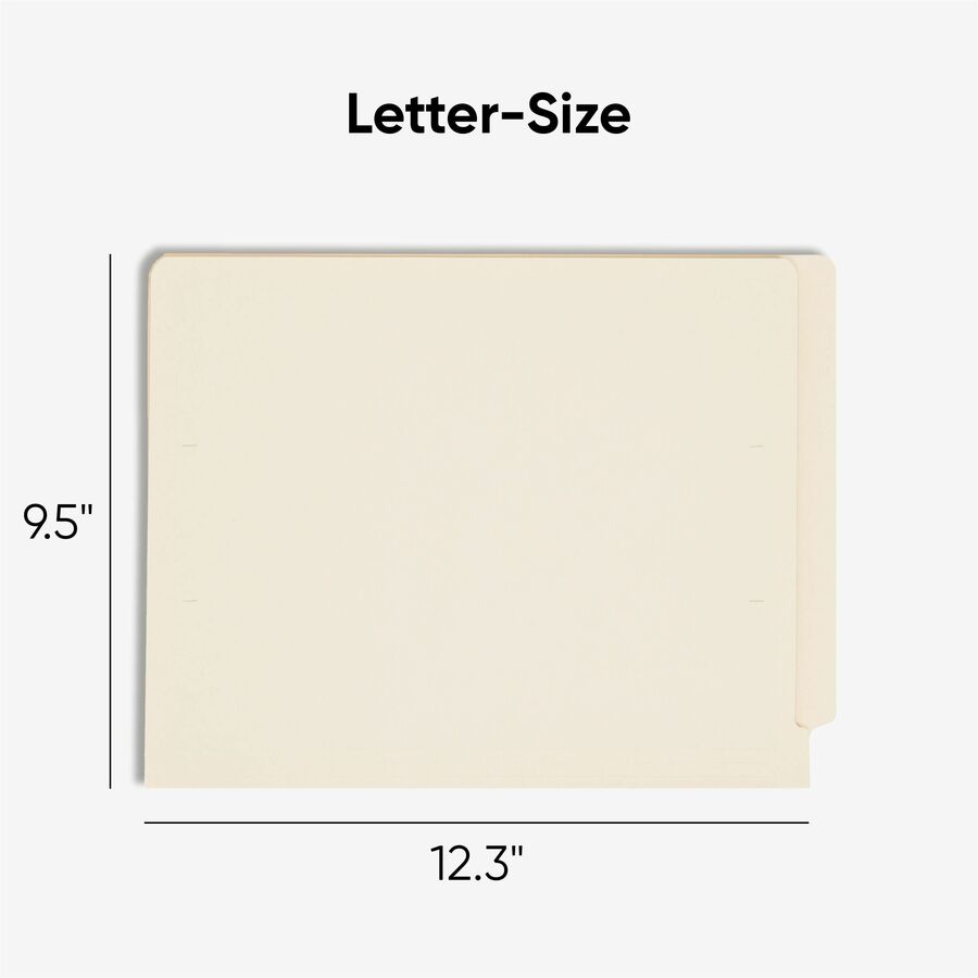Heavyweight Manila End Tab Folders, 9.5" High Front, Straight Tabs, Letter Size, 0.75" Expansion, Manila, 100/Box