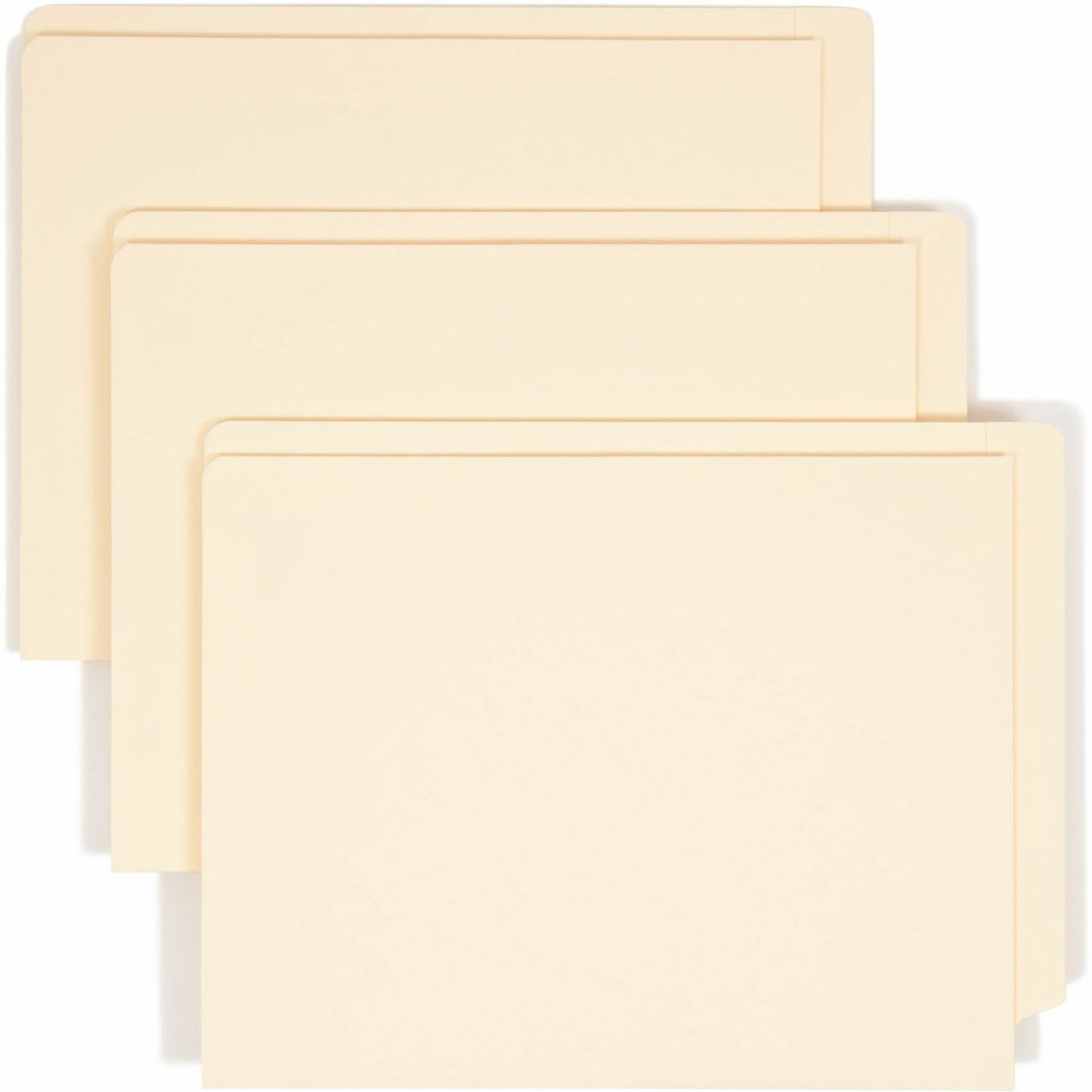 Heavyweight Manila End Tab Pocket Folders, Interior Front Panel Pocket, Straight Tabs, Letter Size, 11-pt Manila, 50/Box