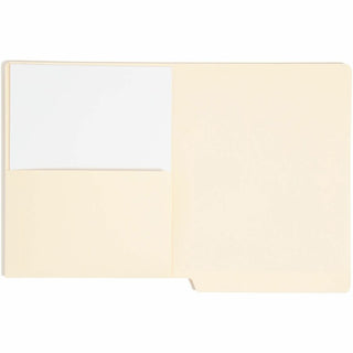 Heavyweight Manila End Tab Pocket Folders, Interior Front Panel Pocket, Straight Tabs, Letter Size, 11-pt Manila, 50/Box