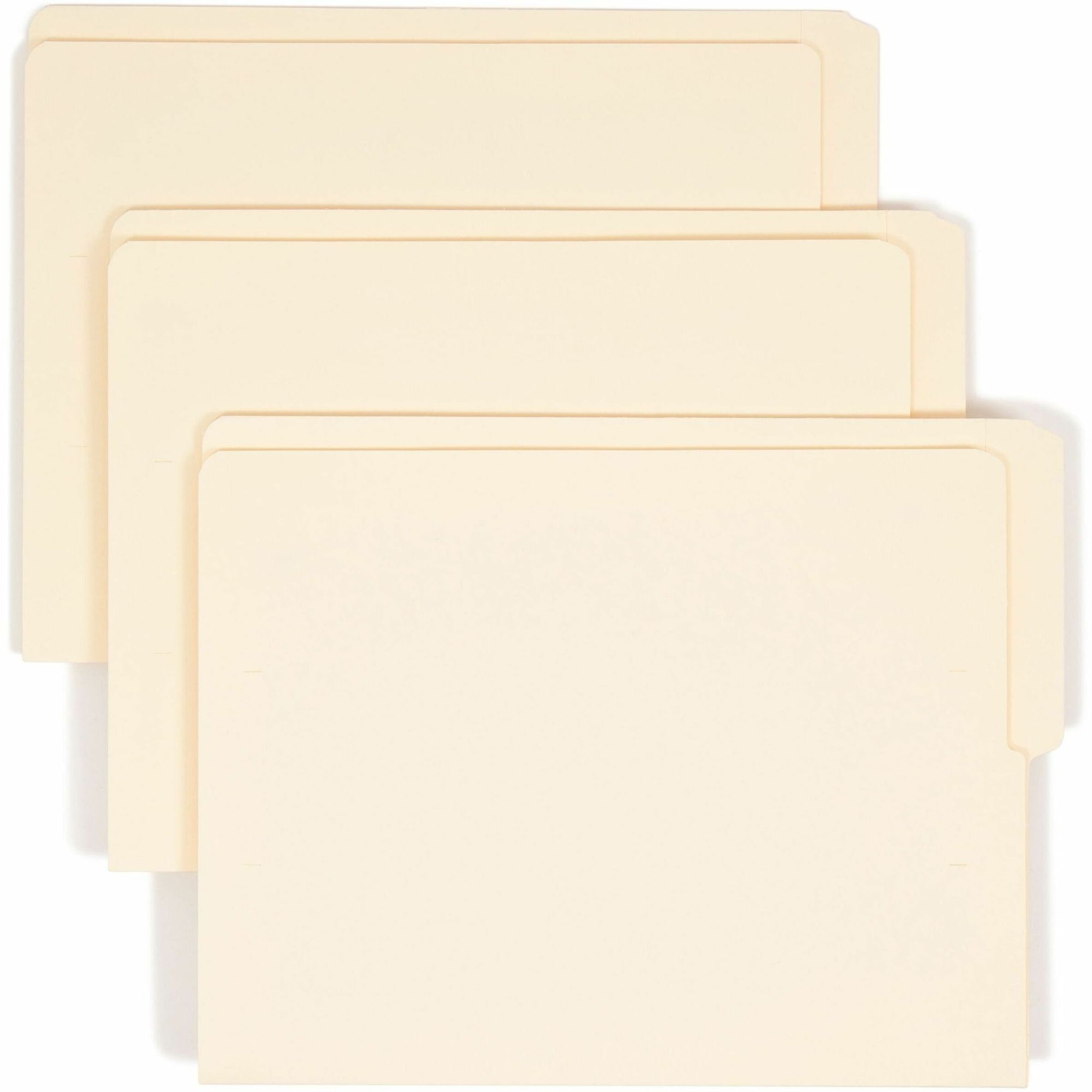 Heavyweight Manila End Tab Folders, 9" High Front, 1/2-Cut Tabs: Top, Letter Size, 0.75" Expansion, Manila, 100/Box
