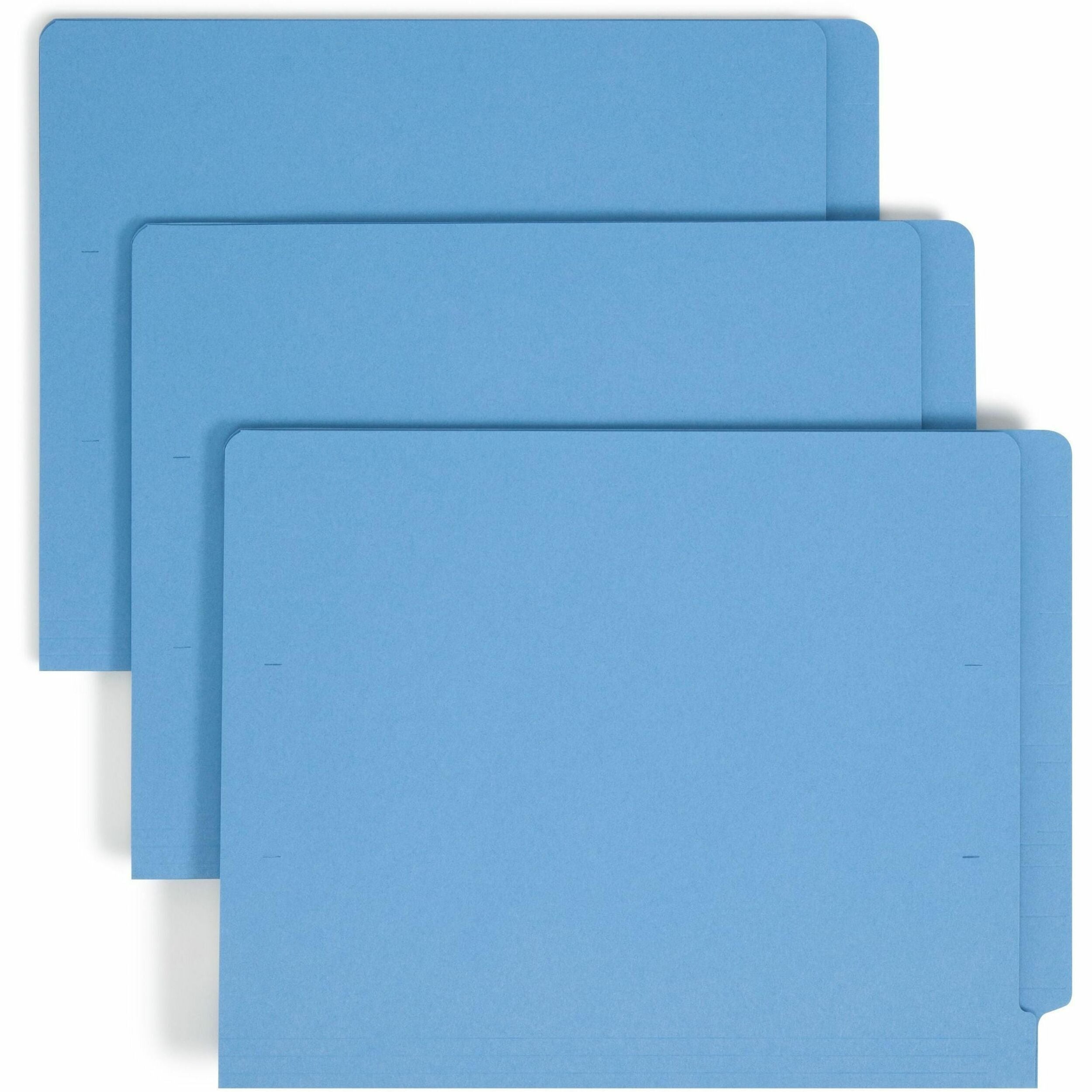 Shelf-Master Reinforced End Tab Colored Folders, Straight Tabs, Letter Size, 0.75" Expansion, Blue, 100/Box