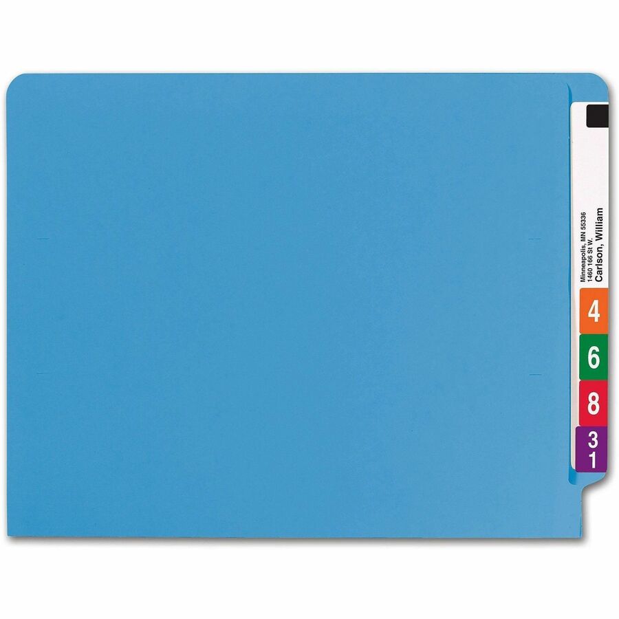 Shelf-Master Reinforced End Tab Colored Folders, Straight Tabs, Letter Size, 0.75" Expansion, Blue, 100/Box