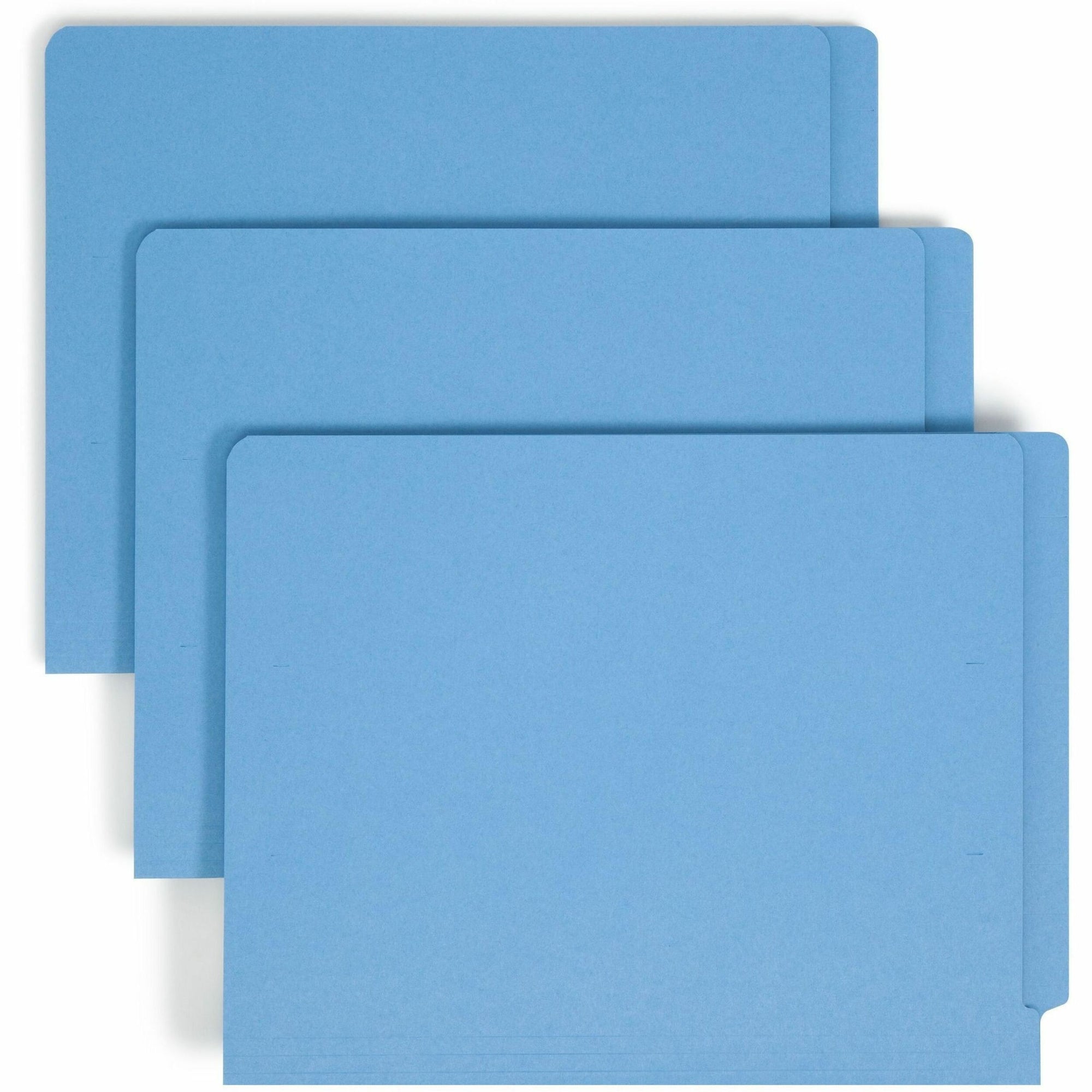 Heavyweight Colored End Tab Fastener Folders, 0.75" Expansion, 2 Fasteners, Letter Size, Blue Exterior, 50/Box
