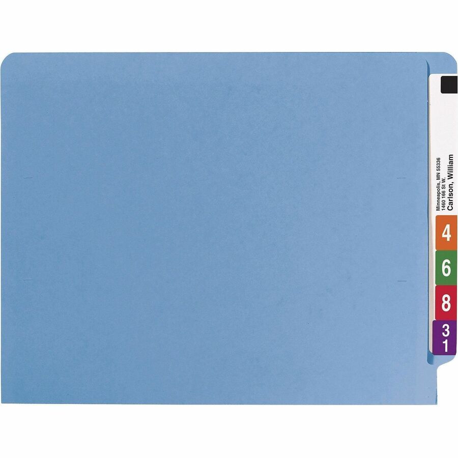 Heavyweight Colored End Tab Fastener Folders, 0.75" Expansion, 2 Fasteners, Letter Size, Blue Exterior, 50/Box