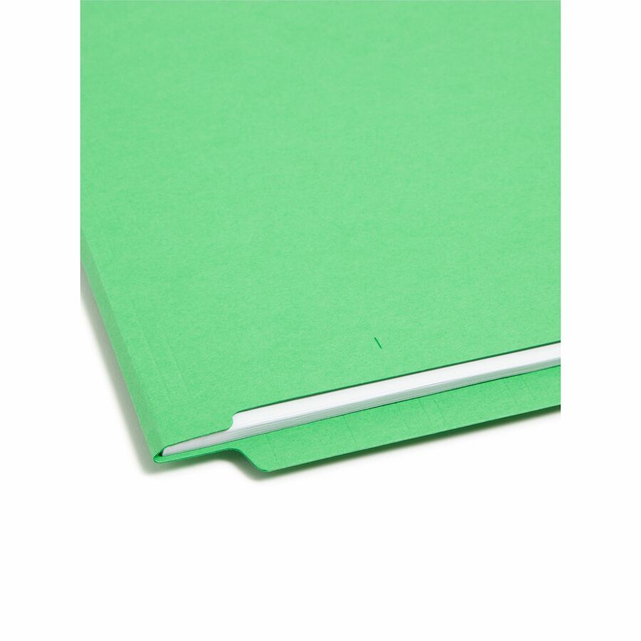 Heavyweight Colored End Tab Fastener Folders, 0.75" Expansion, 2 Fasteners, Letter Size, Green Exterior, 50/Box