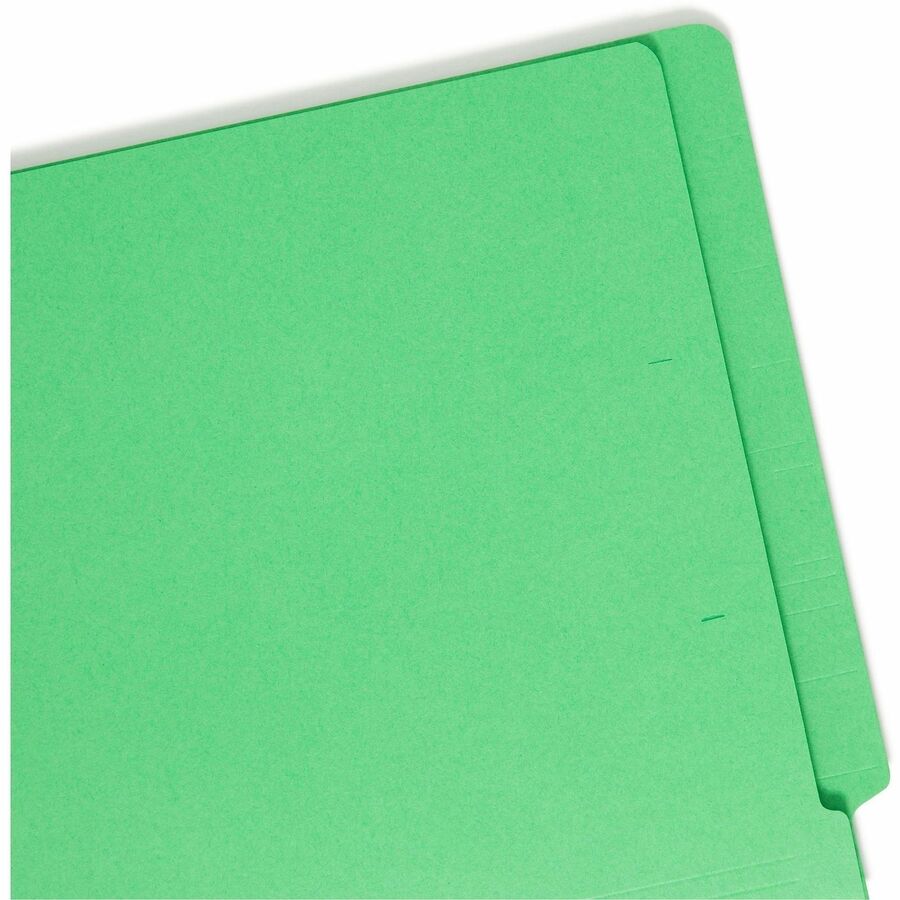 Heavyweight Colored End Tab Fastener Folders, 0.75" Expansion, 2 Fasteners, Letter Size, Green Exterior, 50/Box