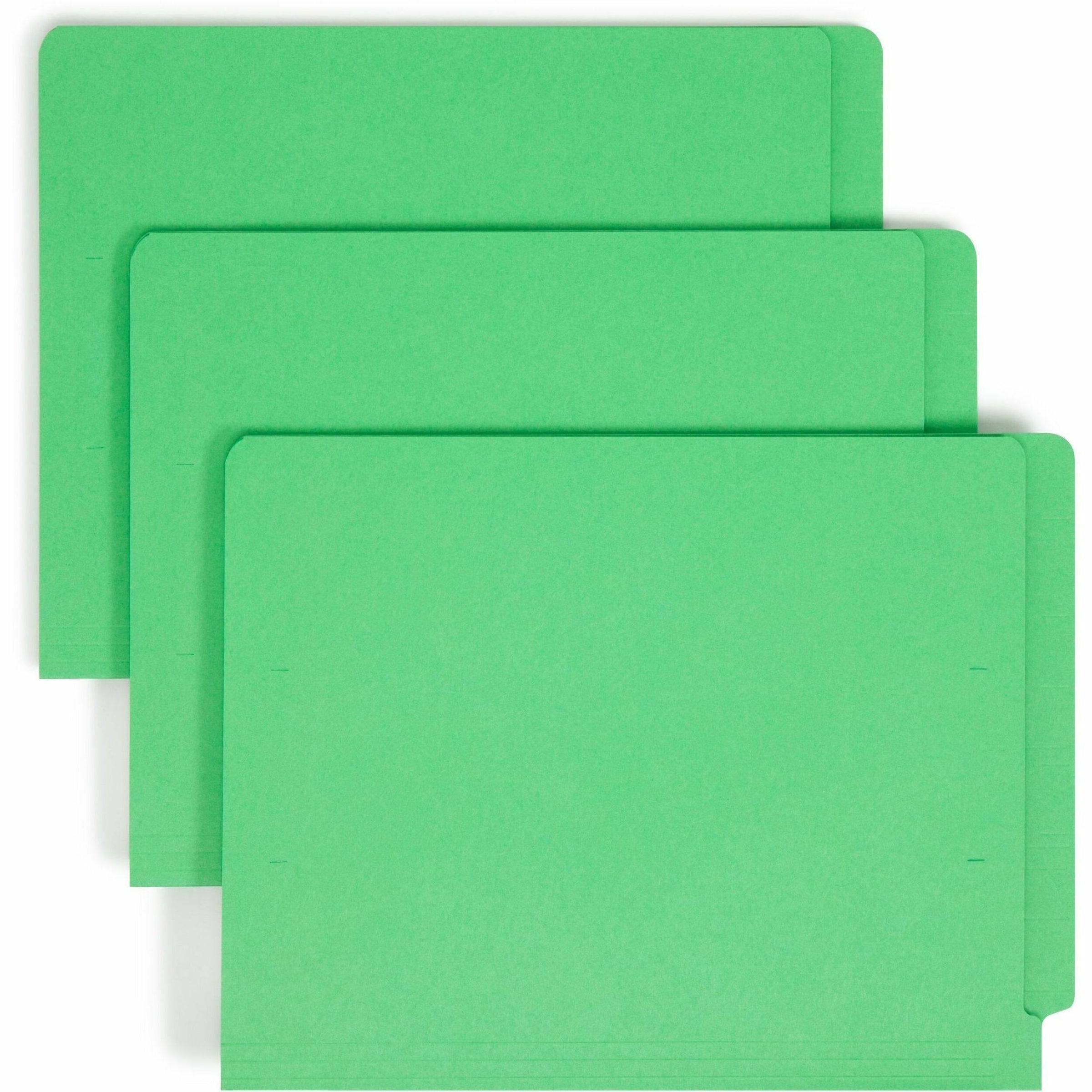Heavyweight Colored End Tab Fastener Folders, 0.75" Expansion, 2 Fasteners, Letter Size, Green Exterior, 50/Box