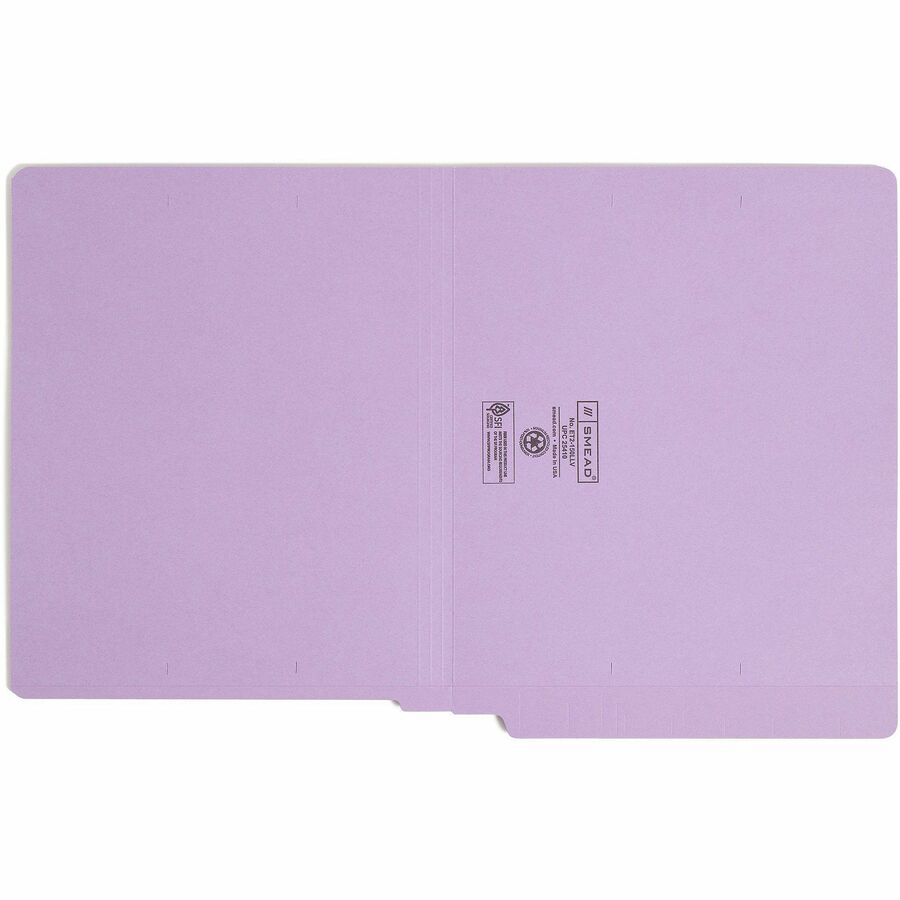Shelf-Master Reinforced End Tab Colored Folders, Straight Tabs, Letter Size, 0.75" Expansion, Lavender, 100/Box