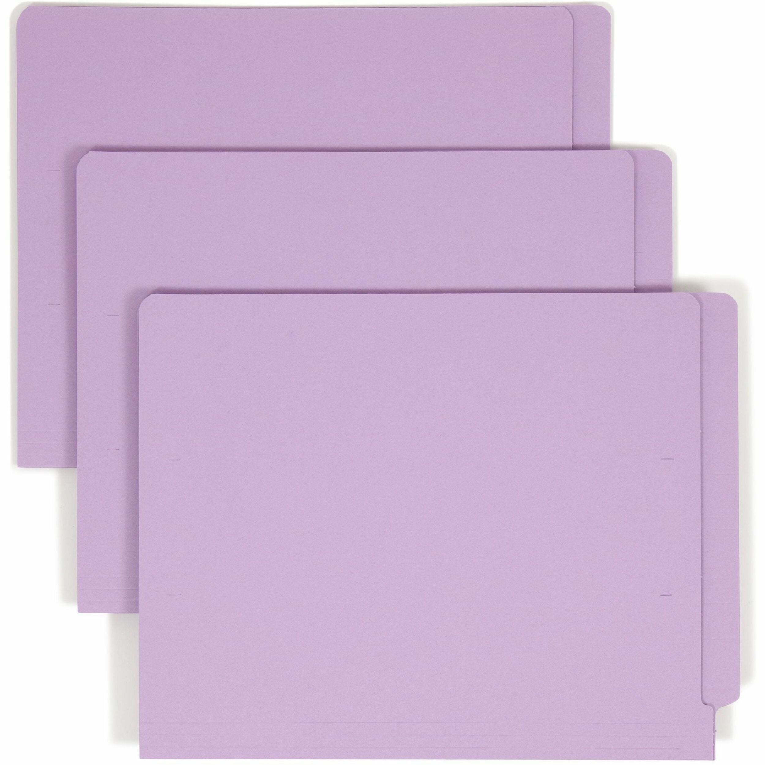 Shelf-Master Reinforced End Tab Colored Folders, Straight Tabs, Letter Size, 0.75" Expansion, Lavender, 100/Box