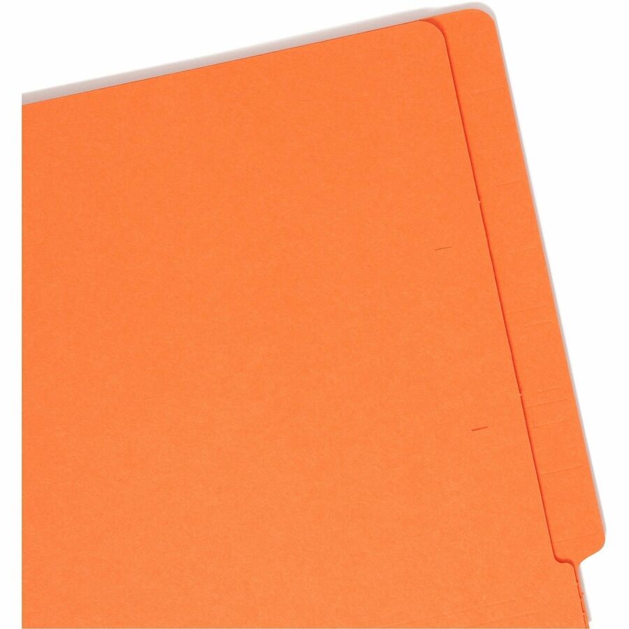 Shelf-Master Reinforced End Tab Colored Folders, Straight Tabs, Letter Size, 0.75" Expansion, Orange, 100/Box