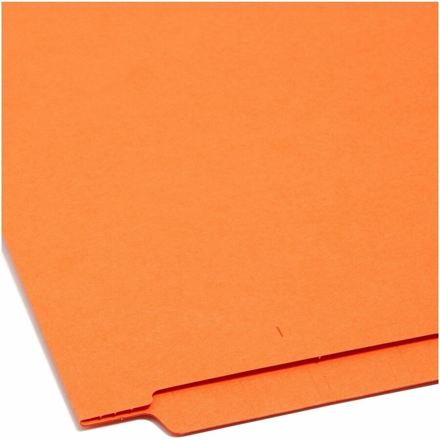 Shelf-Master Reinforced End Tab Colored Folders, Straight Tabs, Letter Size, 0.75" Expansion, Orange, 100/Box