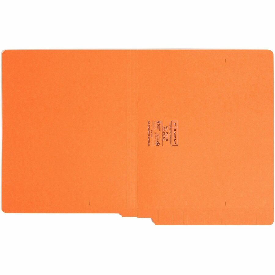 Shelf-Master Reinforced End Tab Colored Folders, Straight Tabs, Letter Size, 0.75" Expansion, Orange, 100/Box