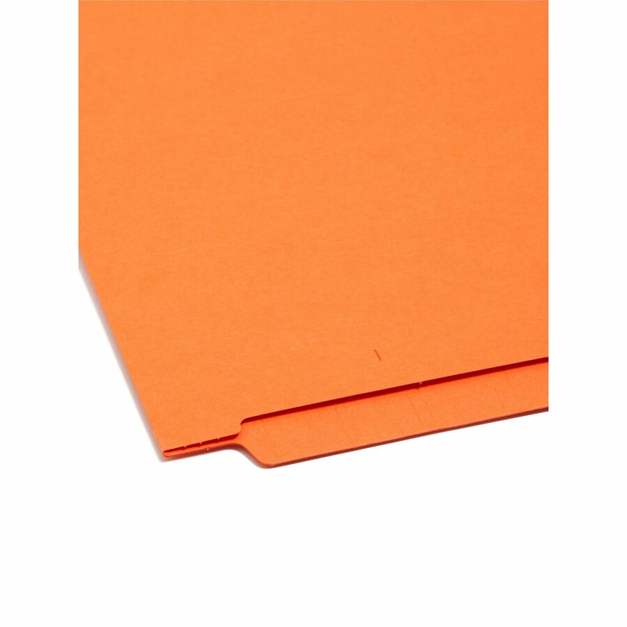 Shelf-Master Reinforced End Tab Colored Folders, Straight Tabs, Letter Size, 0.75" Expansion, Orange, 100/Box