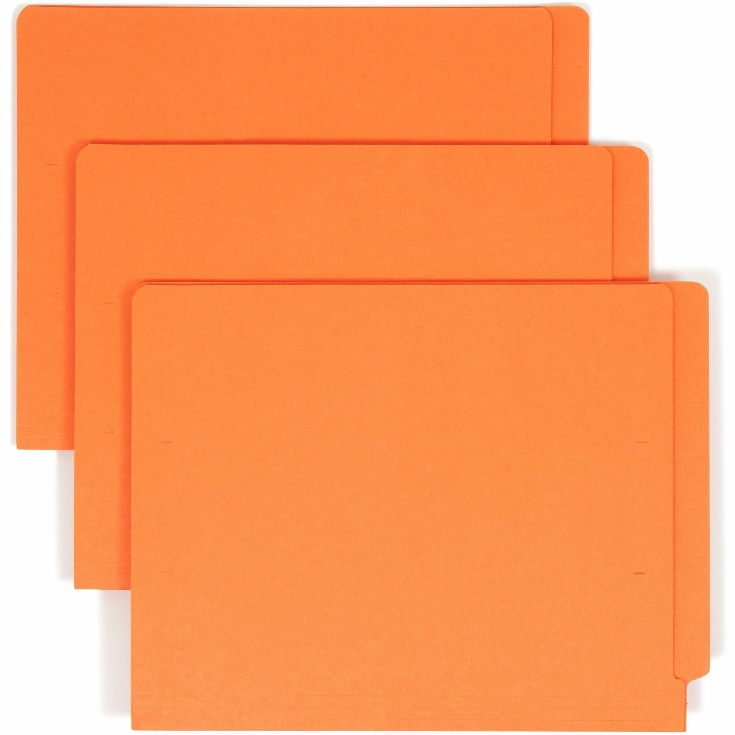 Shelf-Master Reinforced End Tab Colored Folders, Straight Tabs, Letter Size, 0.75" Expansion, Orange, 100/Box